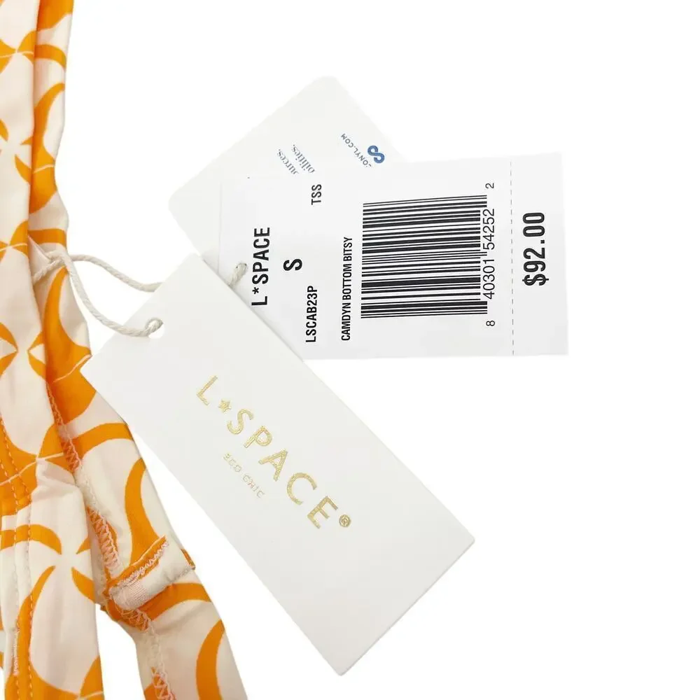 L*Space Camdyn Bitsy Bikini Bottoms High Cut Orange Tesselation Size Small NEW